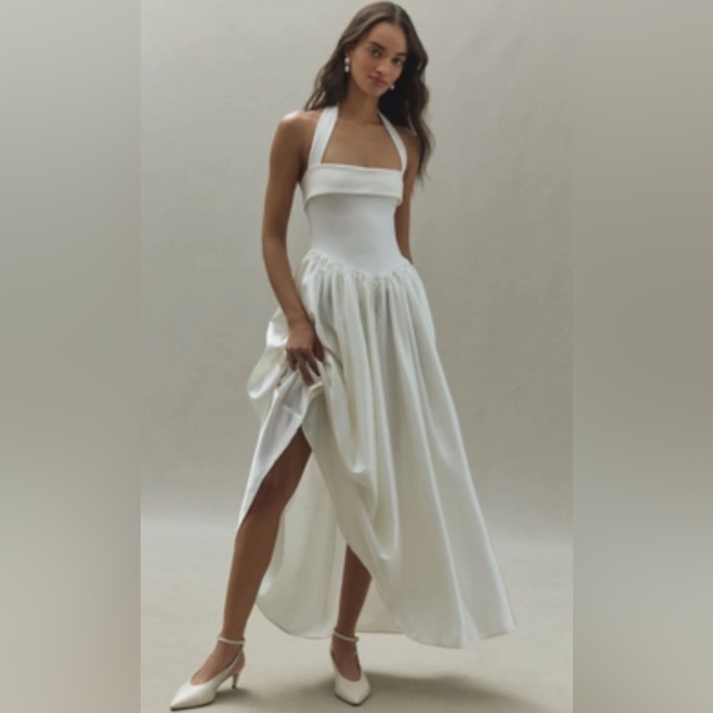 DELFI COLLECTIVE MEGAN HALTER DROP-WAIST MAXI DRESS ANTHROPOLOGIE